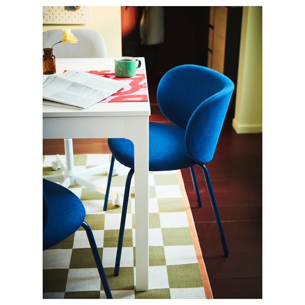 EKEDALEN / KRYLBO Table et 2 chaises, blanc/Tonerud bleu, 80/120 cm