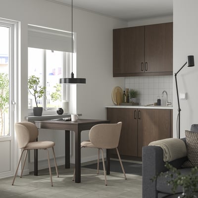 EKEDALEN / KRYLBO Table et 2 chaises, brun foncé/Tonerud beige foncé, 80/120 cm