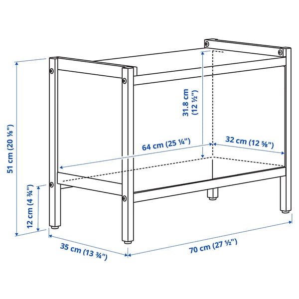 EKENABBEN Rangement, tremble/blanc, 70x35x51 cm