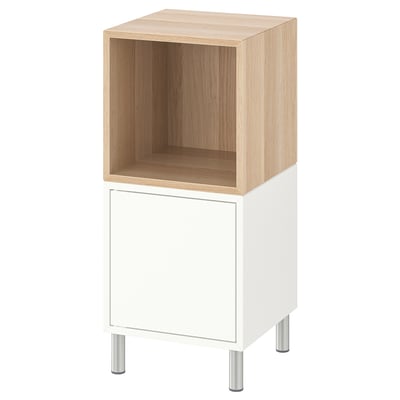 EKET Combinaison rangement avec pieds, blanc/effet chêne blanchi, 35x35x80 cm