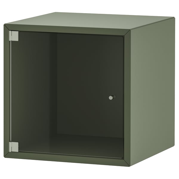 EKET Élément mural porte vitrée, gris vert, 35x35x35 cm