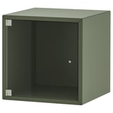 EKET Élément mural porte vitrée, gris vert, 35x35x35 cm