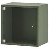 EKET Élément mural porte vitrée, gris vert, 35x25x35 cm