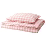 EKTANDVINGE Housse de couette et 1 taie, rose clair blanc/carreaux, 150x200/50x60 cm