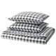 EKTANDVINGE Housse de couette et 2 taies, anthracite blanc/carreaux, 240x220/50x60 cm