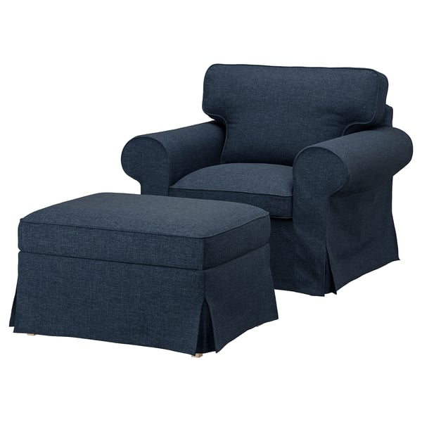 EKTORP Fauteuil avec repose-pieds, Kilanda bleu foncé