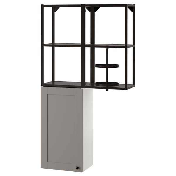 ENHET Combinaison de rangement, anthracite/gris avec cadre, 80x32x150 cm