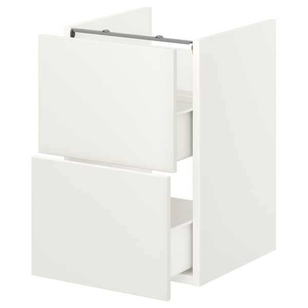 ENHET Élément bas lavabo av 2 tiroirs, blanc, 40x42x60 cm