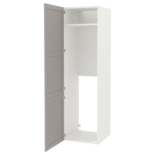 ENHET Élément haut réfrig/congél+portes, blanc/gris avec cadre, 60x62x210 cm