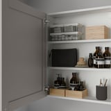 ENHET Élément mur av 2 tablettes/porte, blanc/gris avec cadre, 60x17x75 cm