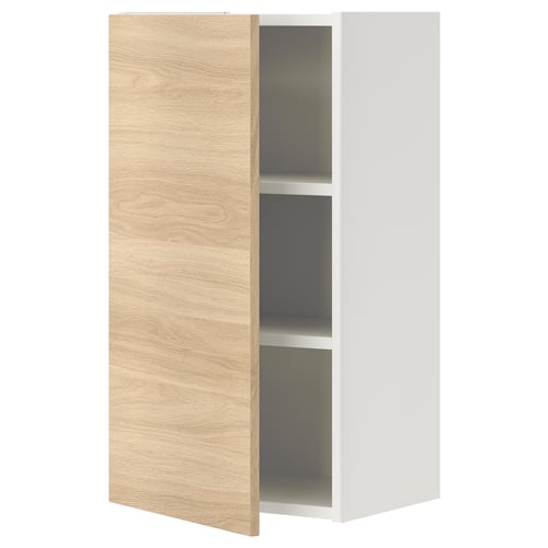 ENHET Élément mur av 2 tablettes/porte, blanc/motif chêne, 40x32x75 cm