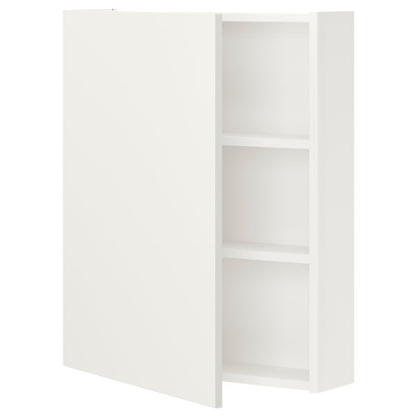 ENHET Élément mur av 2 tablettes/porte, blanc, 60x17x75 cm