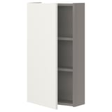ENHET Élément mur av 2 tablettes/porte, gris/blanc, 40x17x75 cm