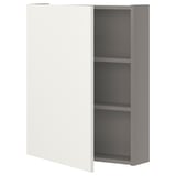 ENHET Élément mur av 2 tablettes/porte, gris/blanc, 60x17x75 cm