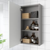 ENHET Élément mur av 2 tablettes/porte, gris/blanc, 40x17x75 cm