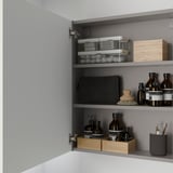 ENHET Élément mur av 2 tablettes/porte, gris/blanc, 60x17x75 cm