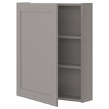 ENHET Élément mur av 2 tablettes/porte, gris/gris avec cadre, 60x17x75 cm