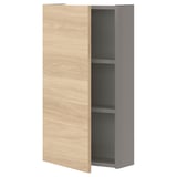 ENHET Élément mur av 2 tablettes/porte, gris/motif chêne, 40x17x75 cm