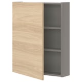 ENHET Élément mur av 2 tablettes/porte, gris/motif chêne, 60x17x75 cm