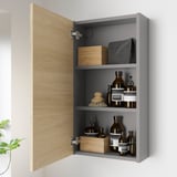 ENHET Élément mur av 2 tablettes/porte, gris/motif chêne, 40x17x75 cm