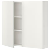 ENHET Élément mural 2 tablettes/portes, blanc, 80x17x75 cm