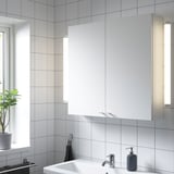 ENHET Élément mural 2 tablettes/portes, blanc, 80x17x75 cm