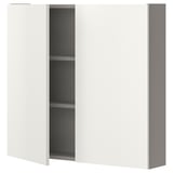 ENHET Élément mural 2 tablettes/portes, gris/blanc, 80x17x75 cm
