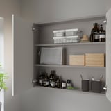 ENHET Élément mural 2 tablettes/portes, gris/blanc, 80x17x75 cm
