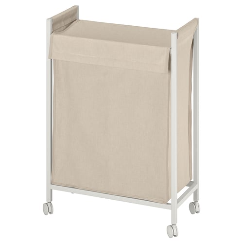 ENHET Sac à linge sur roulettes, blanc, 80 l