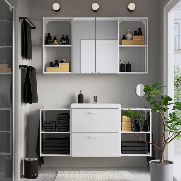 ENHET Salle de bain, blanc, 140x43x65 cm