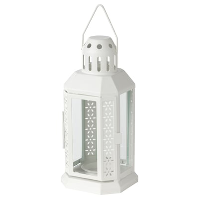 ENRUM Lanterne bougies ch-plat, int/ext, blanc, 22 cm