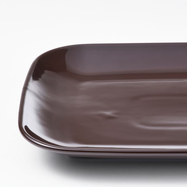 FÄRGKLAR Assiette, brillant brun, 30x18 cm