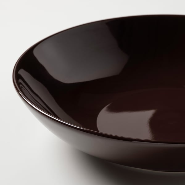 FÄRGKLAR Assiette creuse, brillant brun, 23 cm