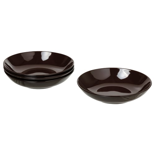 FÄRGKLAR Assiette creuse, brillant brun, 23 cm
