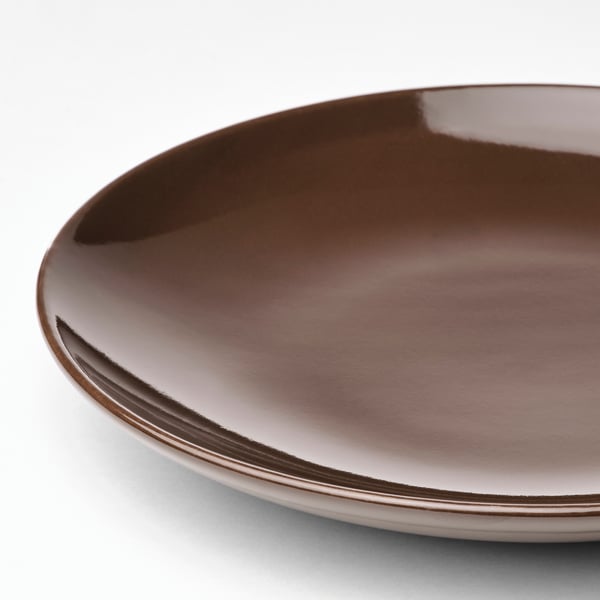 FÄRGKLAR Petite assiette, brillant brun, 20 cm