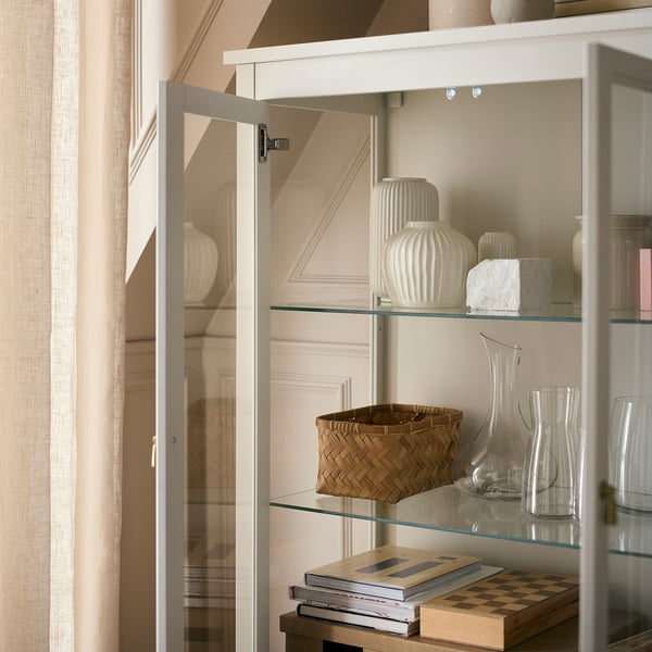 FÄRJKARL Vitrine, blanc cassé, 87x45x161 cm