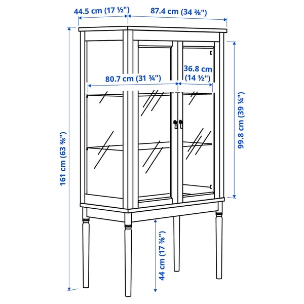 FÄRJKARL Vitrine, blanc cassé, 87x45x161 cm