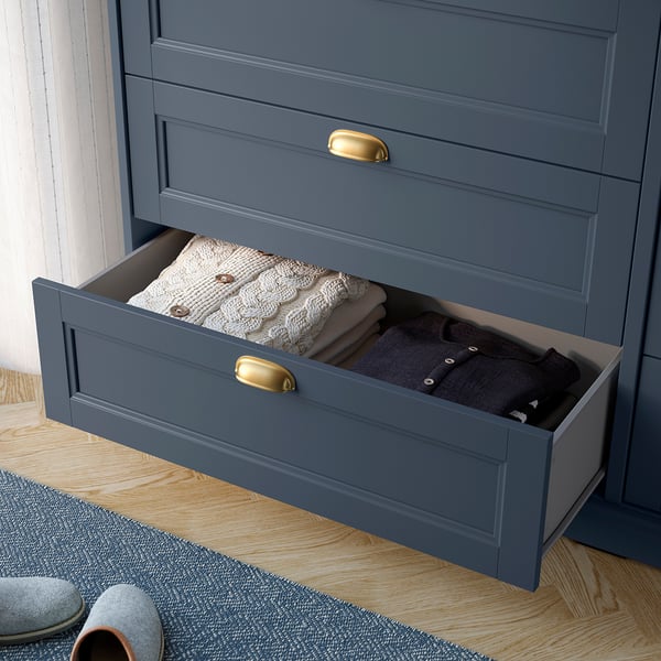 FÅGELFJÄLLET Commode 6 tiroirs, bleu gris foncé, 160x51x78 cm