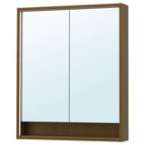 FAXÄLVEN Meuble à miroir éclairage intégré, brun motif chêne, 80x15x95 cm