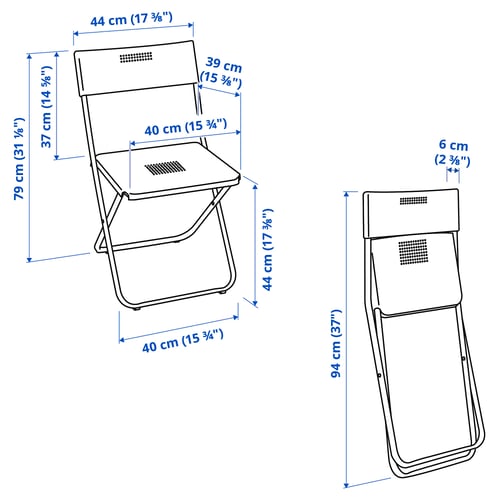 FEJAN Chaise, extérieur, pliable blanc