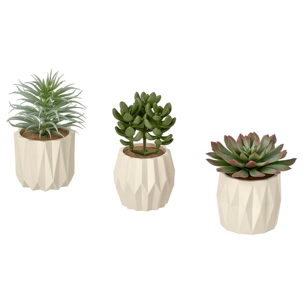 FEJKA Plante artificielle, lot de 3, intérieur/extérieur succulente