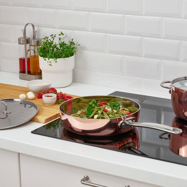 FINMAT Sauteuse avec couvercle, cuivre/acier inoxydable, 25 cm