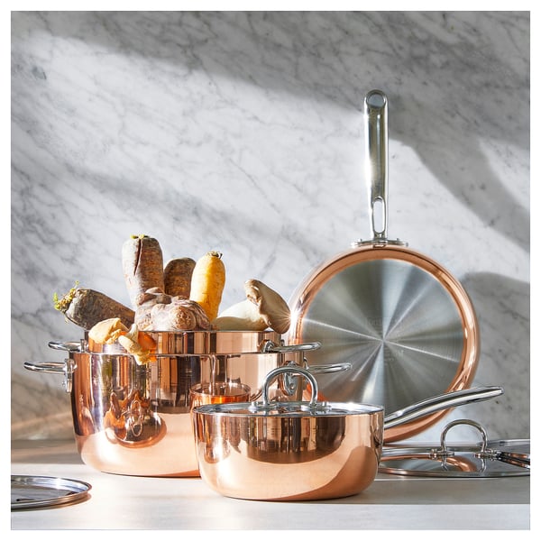 FINMAT Sauteuse avec couvercle, cuivre/acier inoxydable, 25 cm