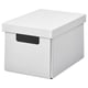 FJÄDERHARV Boîte de rangement avec couvercle, blanc, 18x25x16 cm