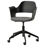 FJÄLLBERGET Fauteuil conférence à roulettes, plaqué frêne teinté noir/Gunnared gris foncé