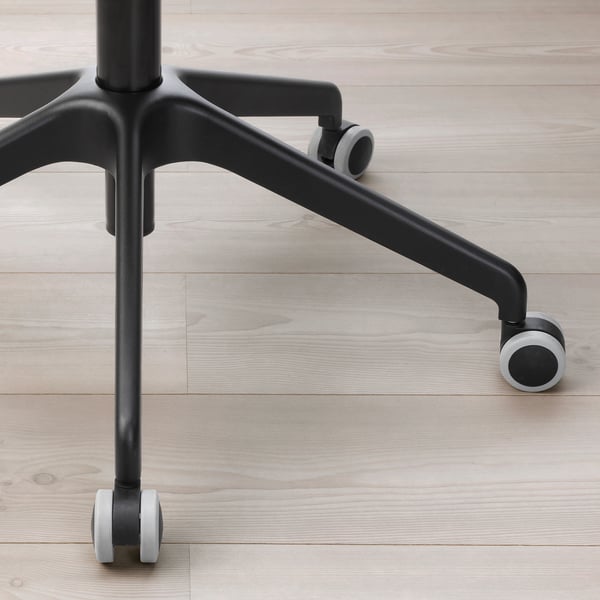 FJÄLLBERGET Fauteuil conférence à roulettes, plaqué frêne teinté noir/Gunnared gris foncé