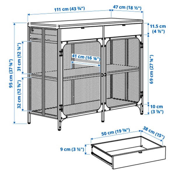 FJÄLLBO Buffet, noir, 111x47x95 cm