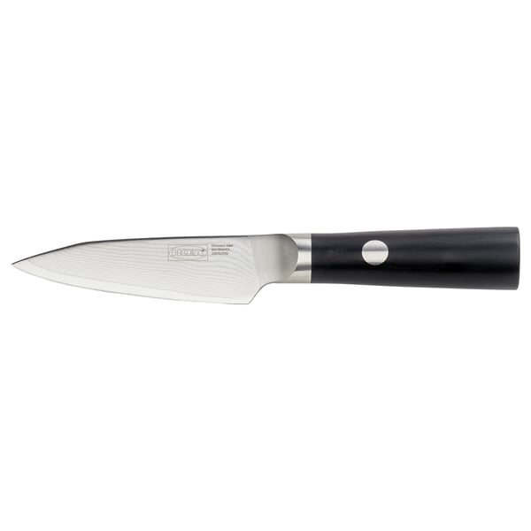 FJÄLLRÖDING Couteau à éplucher, acier damas/noir, 10 cm