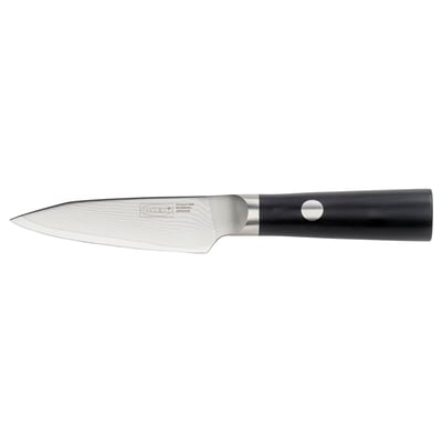 FJÄLLRÖDING Couteau à éplucher, acier damas/noir, 10 cm
