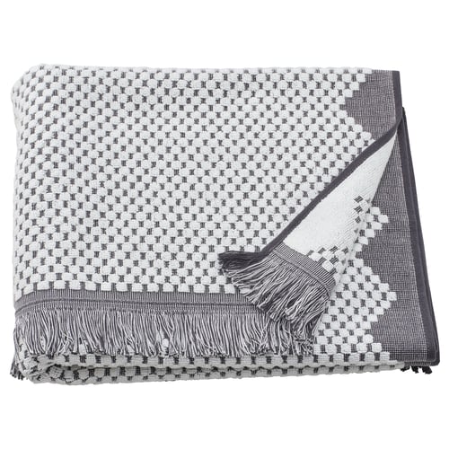 FJÄLLSTARR Serviette de bain, blanc/gris, 70x140 cm
